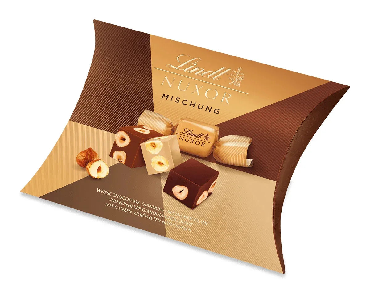 Lindt NUXOR Pralinen Gianduja Haselnuss Mischung 206g Kissenpackung - Schokobote.de