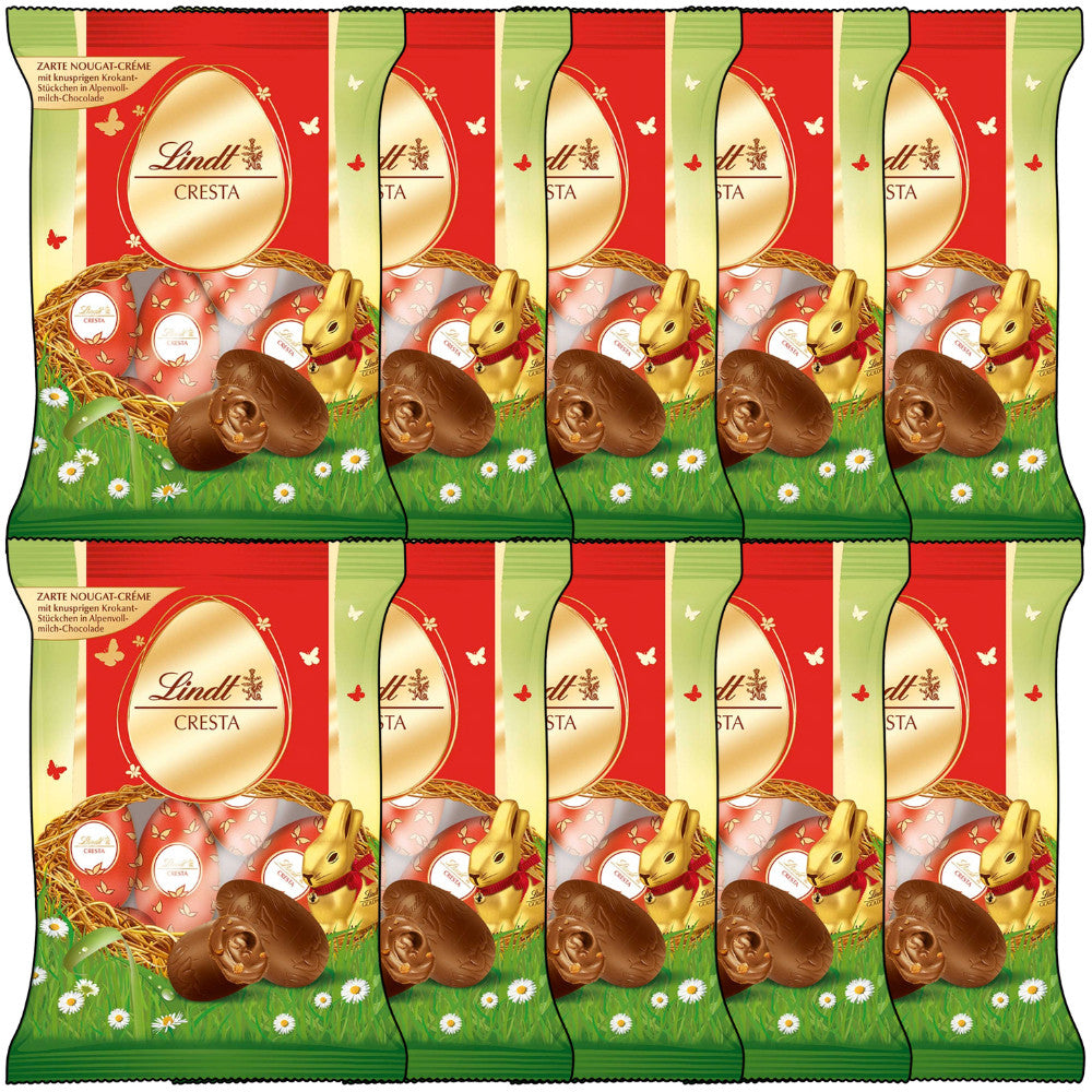 Lindt Schokoladen Eier Cresta Nougat Krokant Alpenvollmilch 10x90g = 900g