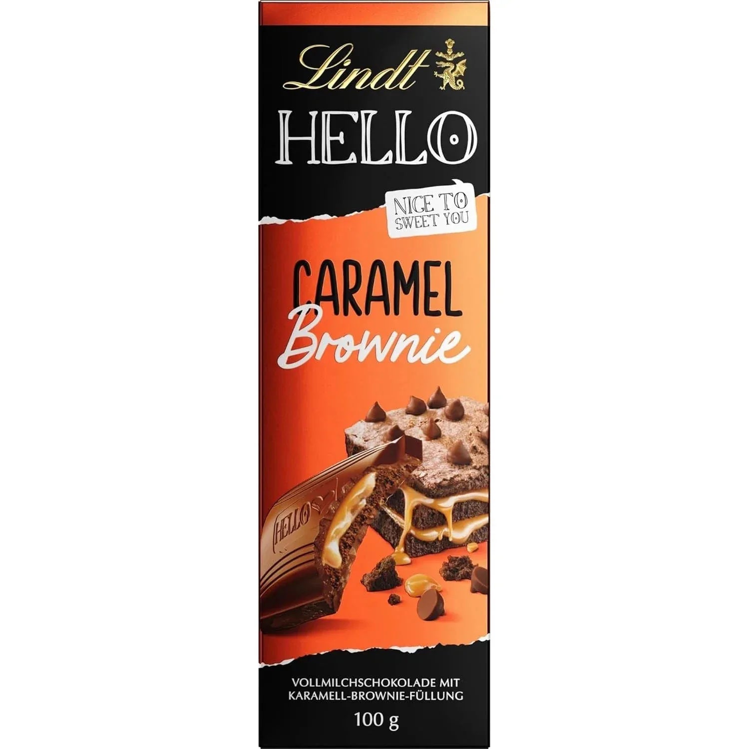 Lindt Schokolade HELLO Caramel Brownie | 100 g Tafel | Vollmilch-Schokolade - Schokobote.de