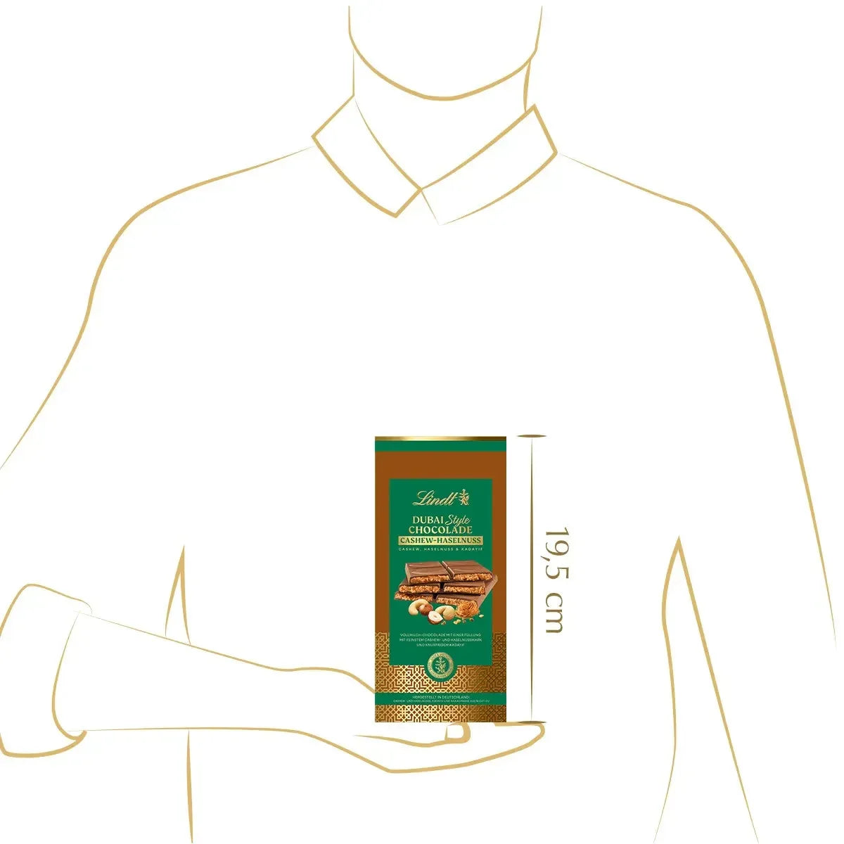 Lindt Dubai Style Vollmilch Schokolade Cashew Haselnuss 150g Tafel - Schokobote.de