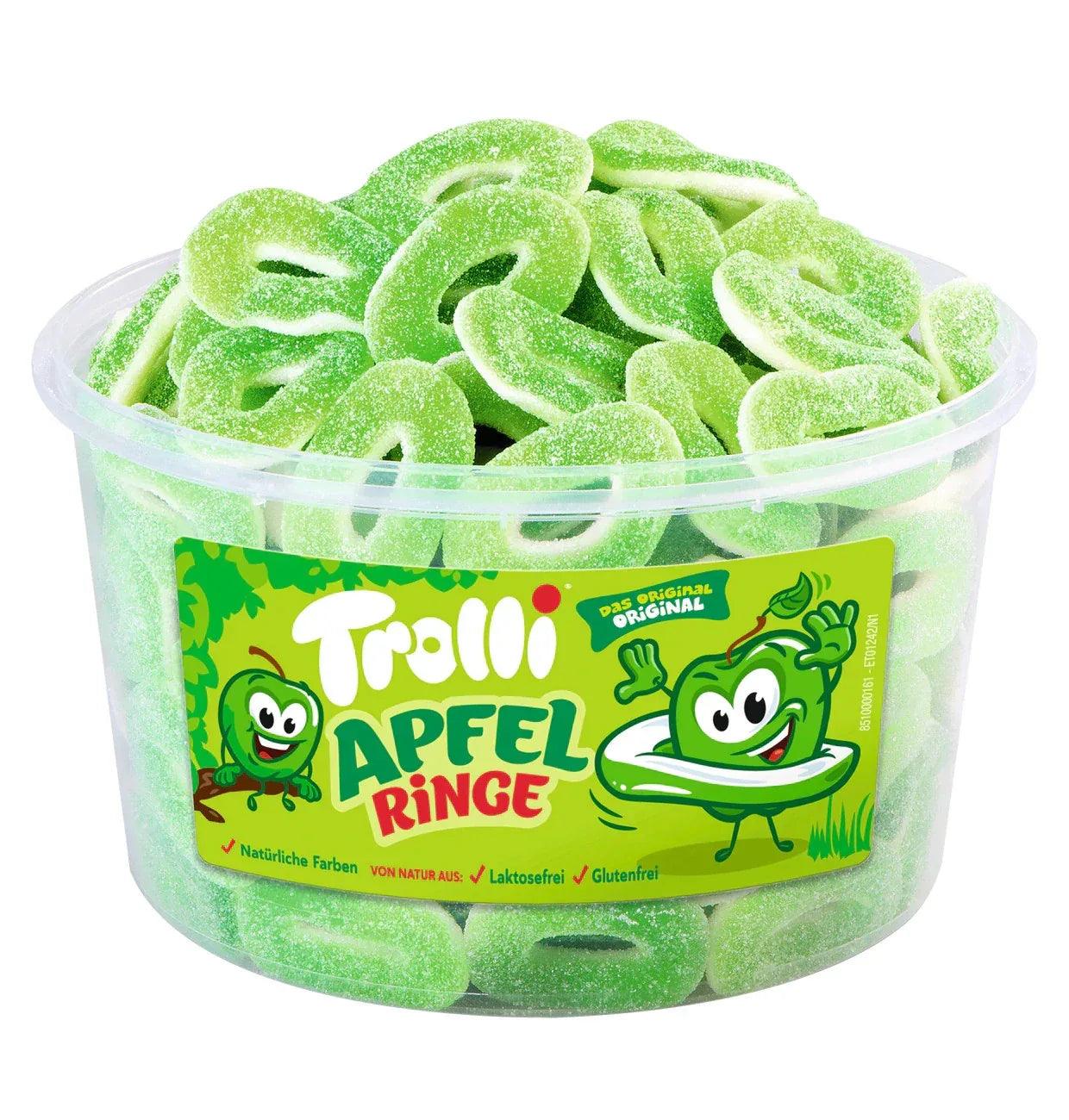 Trolli Apfelringe Fruchtgummi sauer Dose 1200g - Schokobote.de