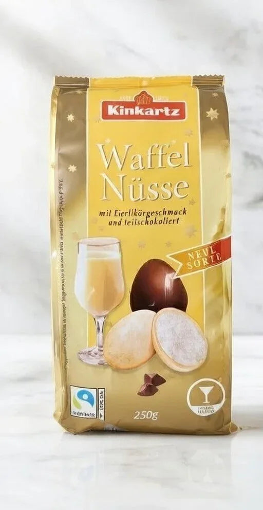 Kinkartz Waffel Nüsse Waffeleier Eierlikör- & Amaretto-Creme je 250g - Schokobote.de