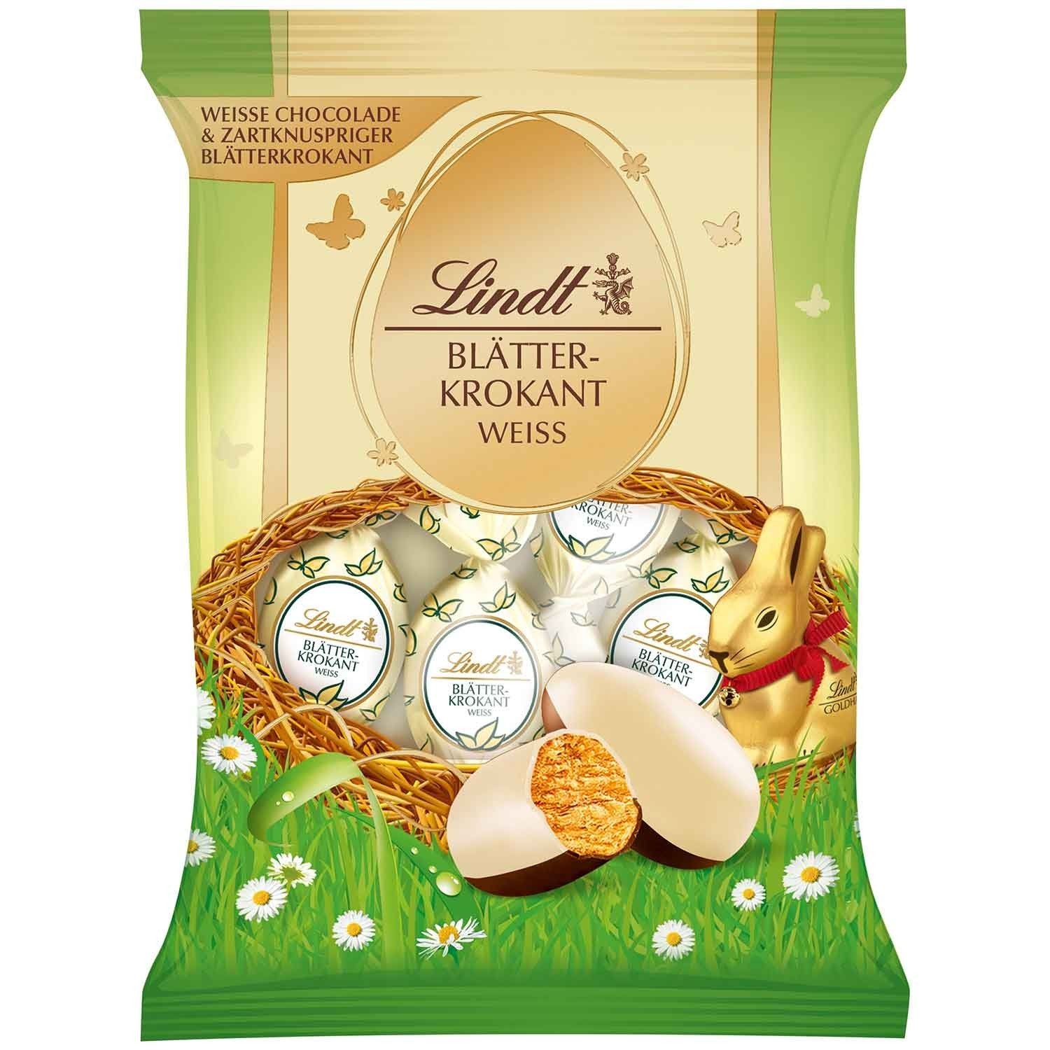 Lindt Schokoladen Eier Blätterkrokant Mischung 83g Weiße Dunkle Schokolade