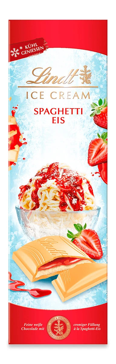 Lindt Weisse Schokolade Spaghetti Eis Erdbeer Vanille 100 g