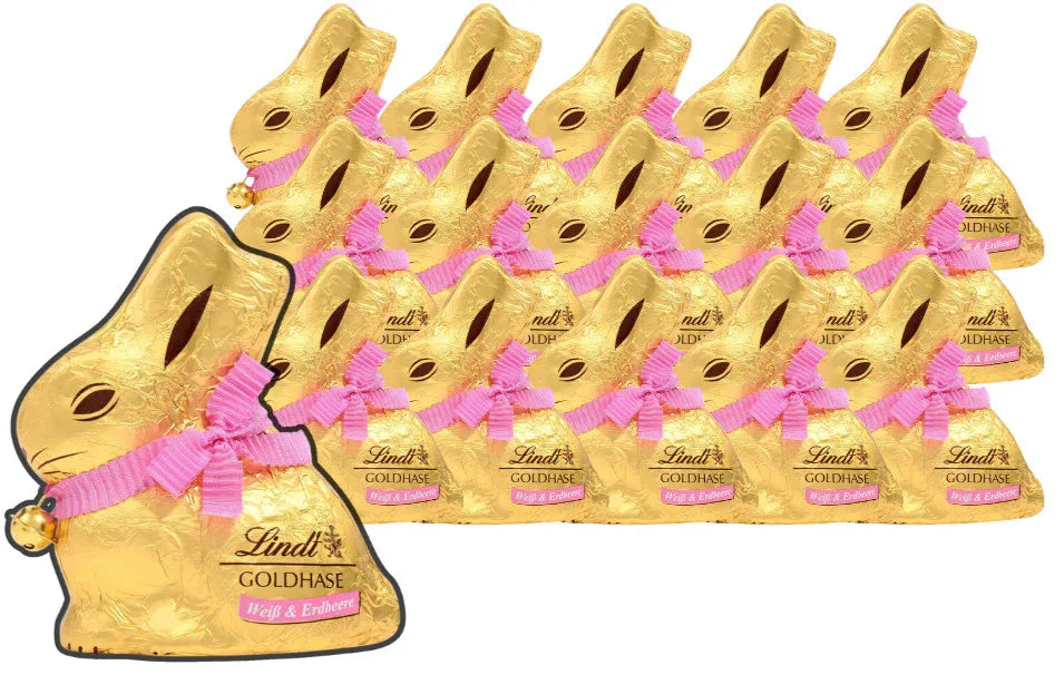 Lindt Goldhase Weiße Schokolade & Erdbeere 16x 100g - Schokobote.de
