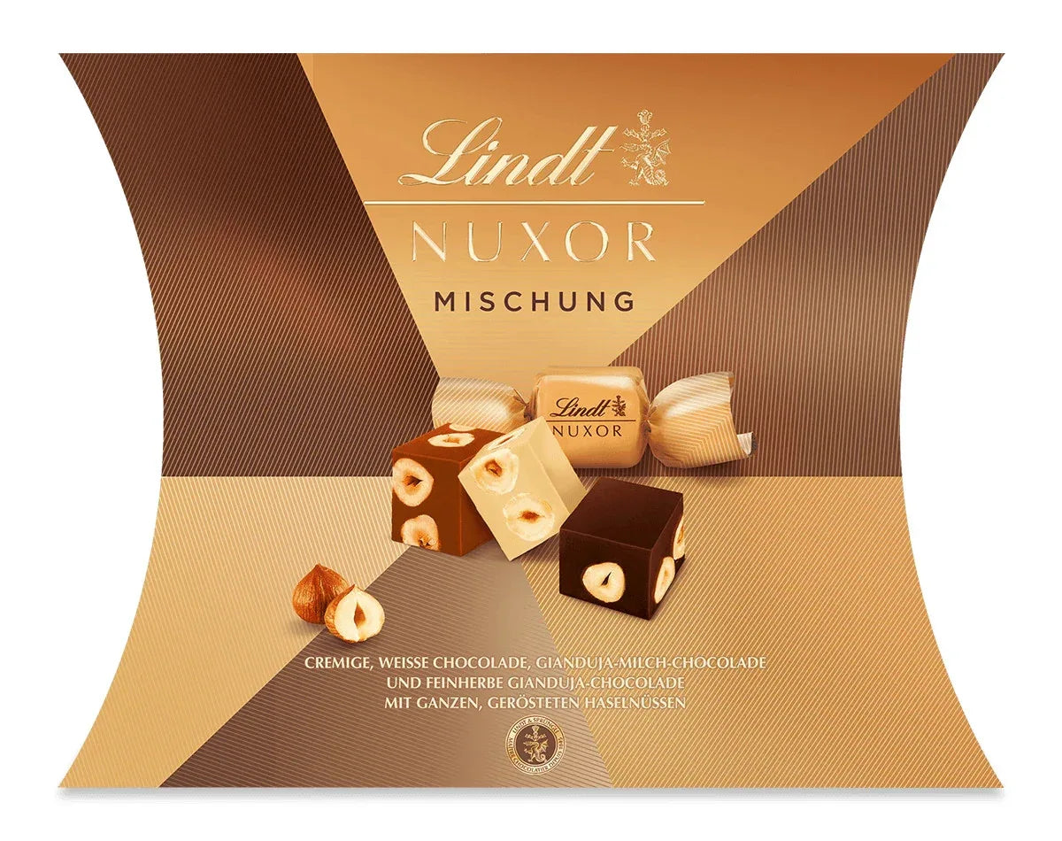 Lindt NUXOR Pralinen Gianduja Haselnuss Mischung 206g Kissenpackung - Schokobote.de