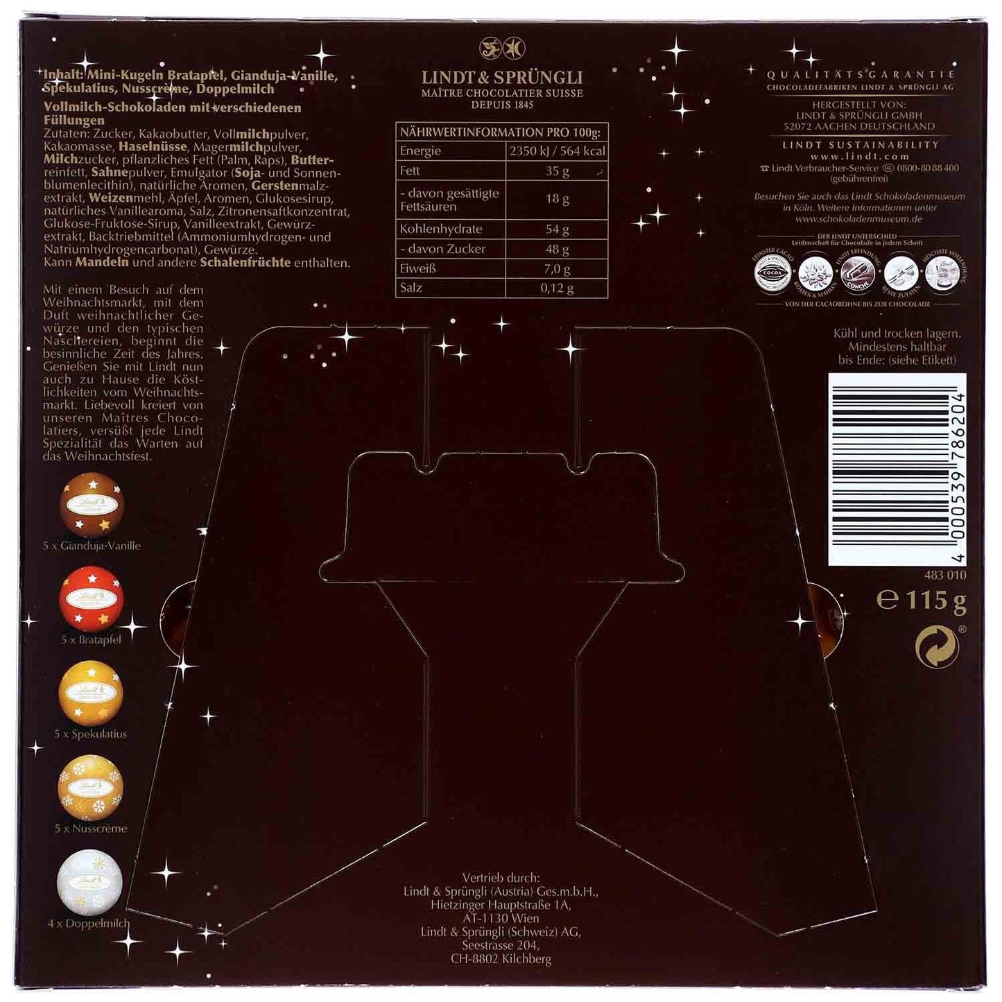 Lindt Weihnachtsmarkt Mini Tisch Adventskalender 115g