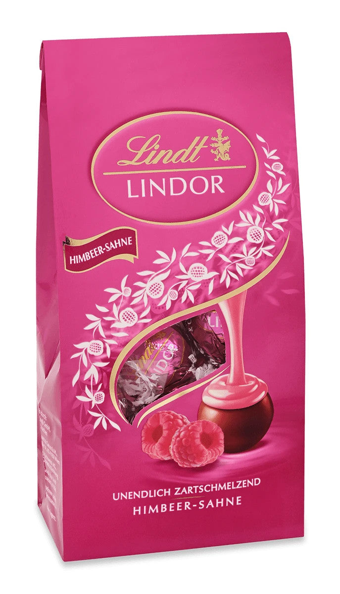 Lindt Lindor Kugeln Himbeer Vollmilch Schokolade Füllung, 137g