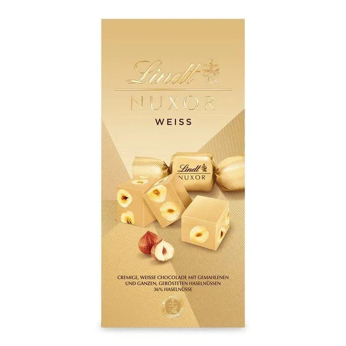 Lindt Nuxor Weiß Schokolade mit Haselnüssen 103g - Schokobote.de