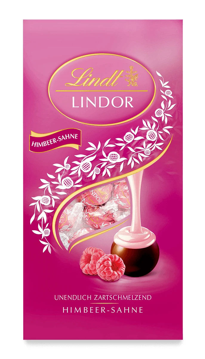 Lindt Lindor Kugeln Himbeer Vollmilch Schokolade Füllung, 137g