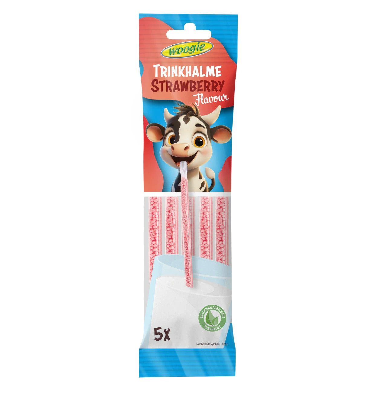 Woogie Trinkhalme Vanille Kakao Erdbeere 30g 5x6g Zuckerperlen