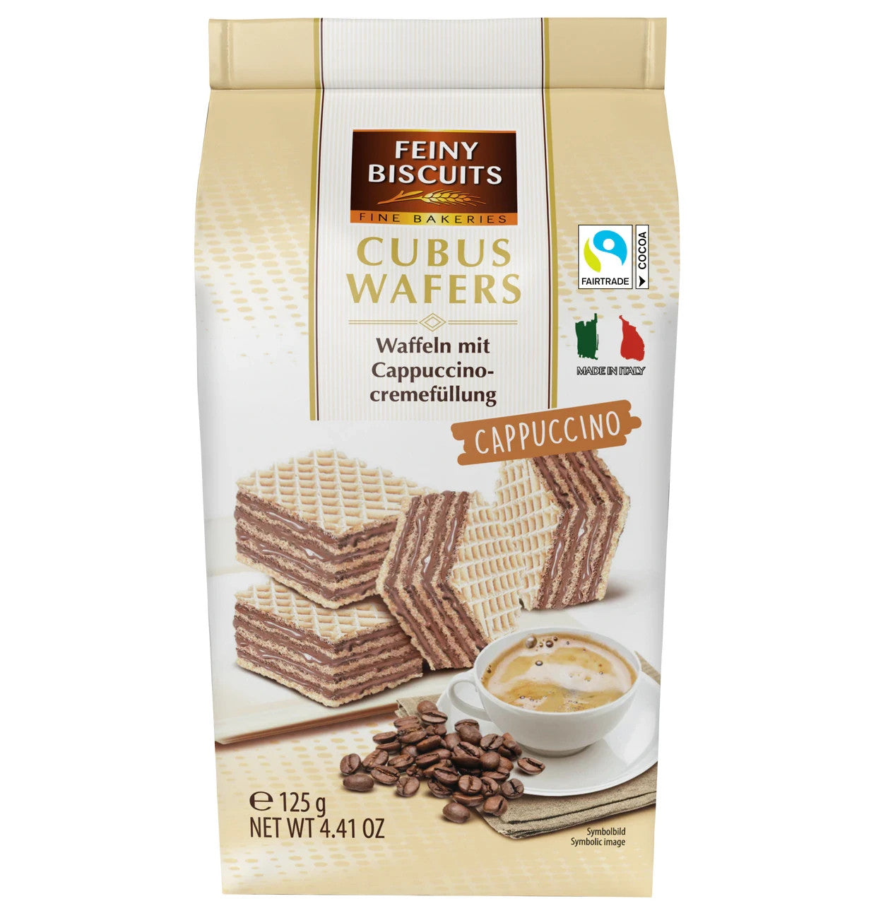Feiny Biscuits Cubus Wafers Cappuccino Waffeln Kaffee 125g