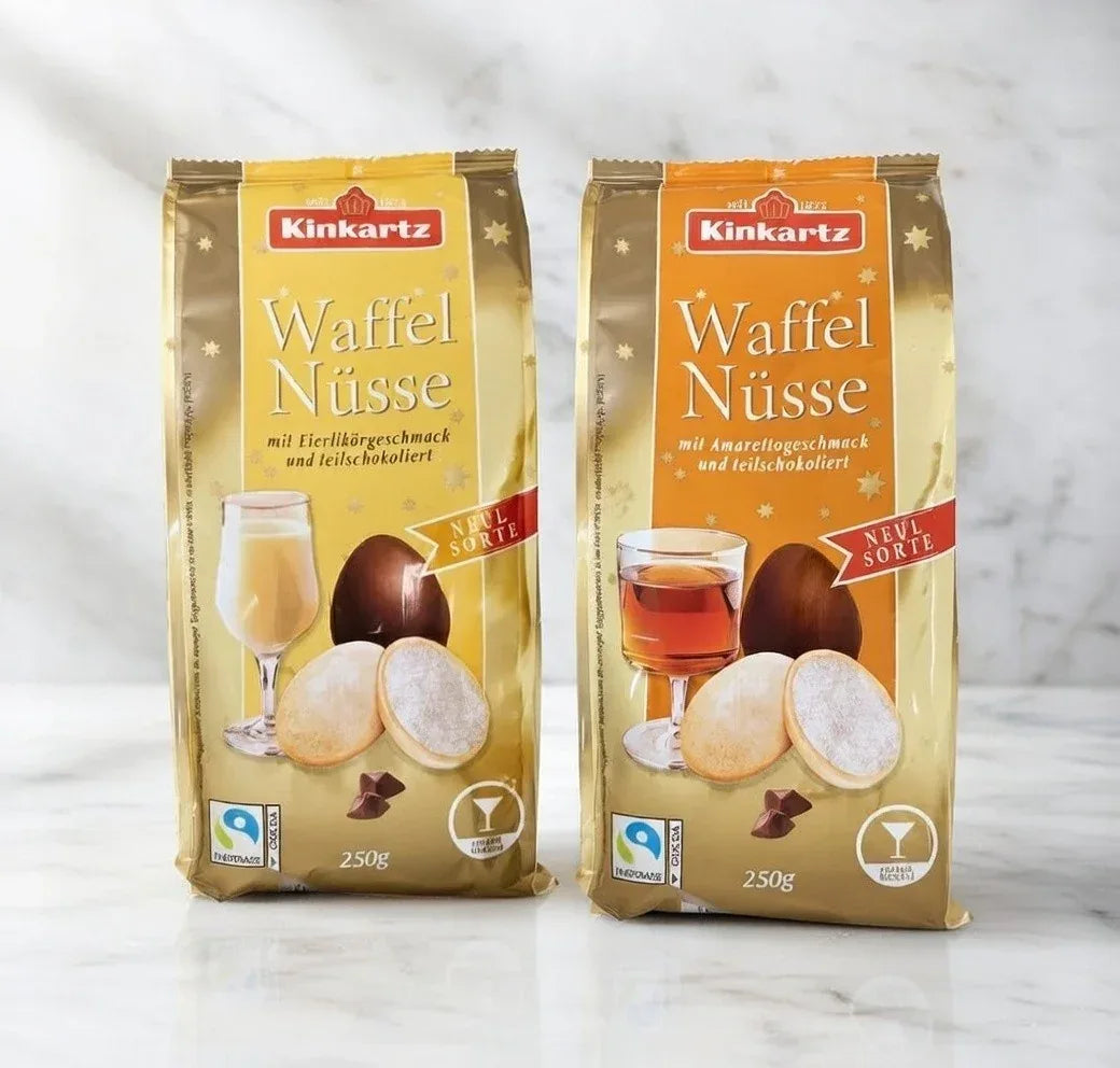 Kinkartz Waffel Nüsse Waffeleier Eierlikör- & Amaretto-Creme je 250g - Schokobote.de