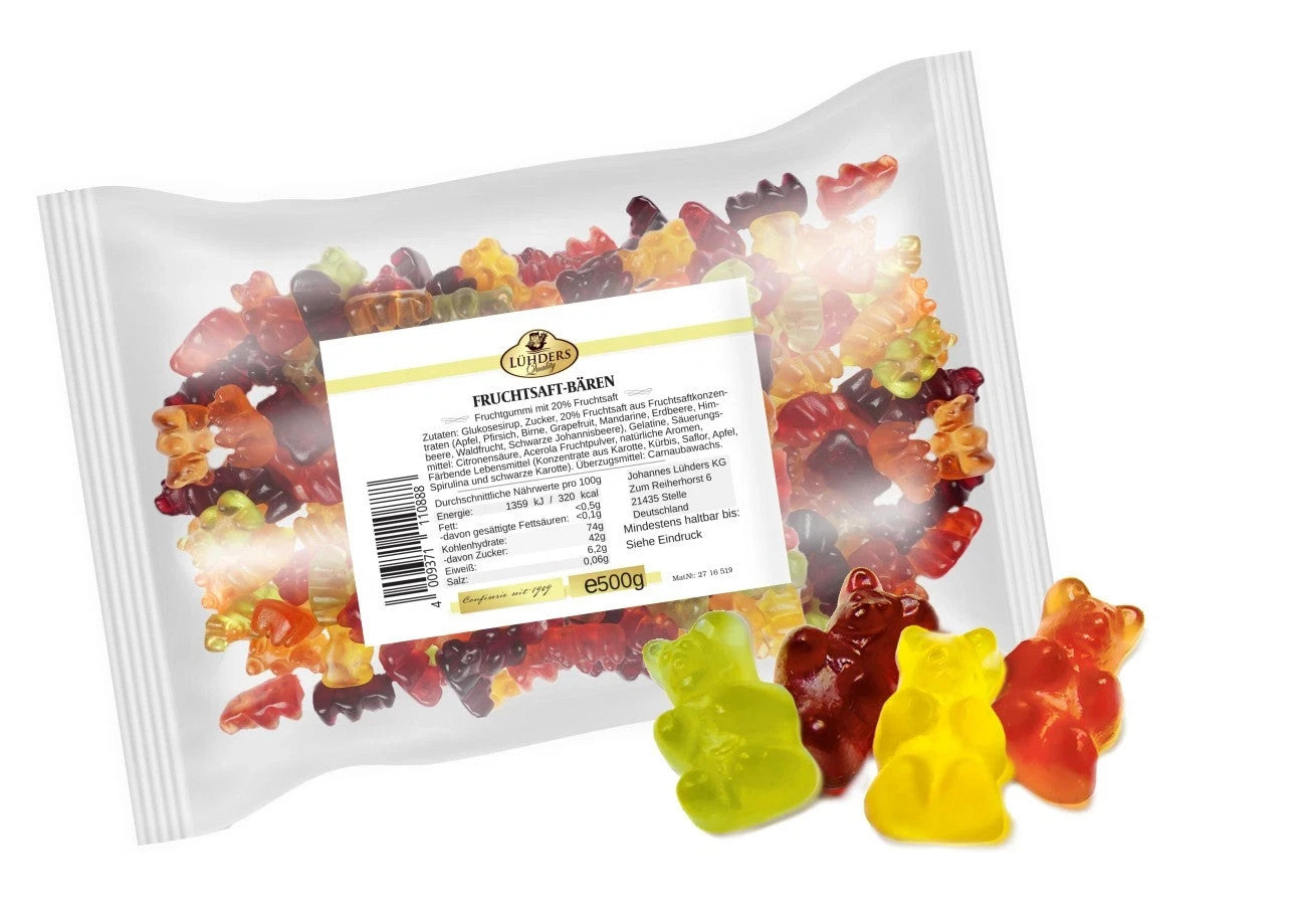 Lühders Fruchtsaftbärchen Fruchtgummi 20 Prozent Saft 500g