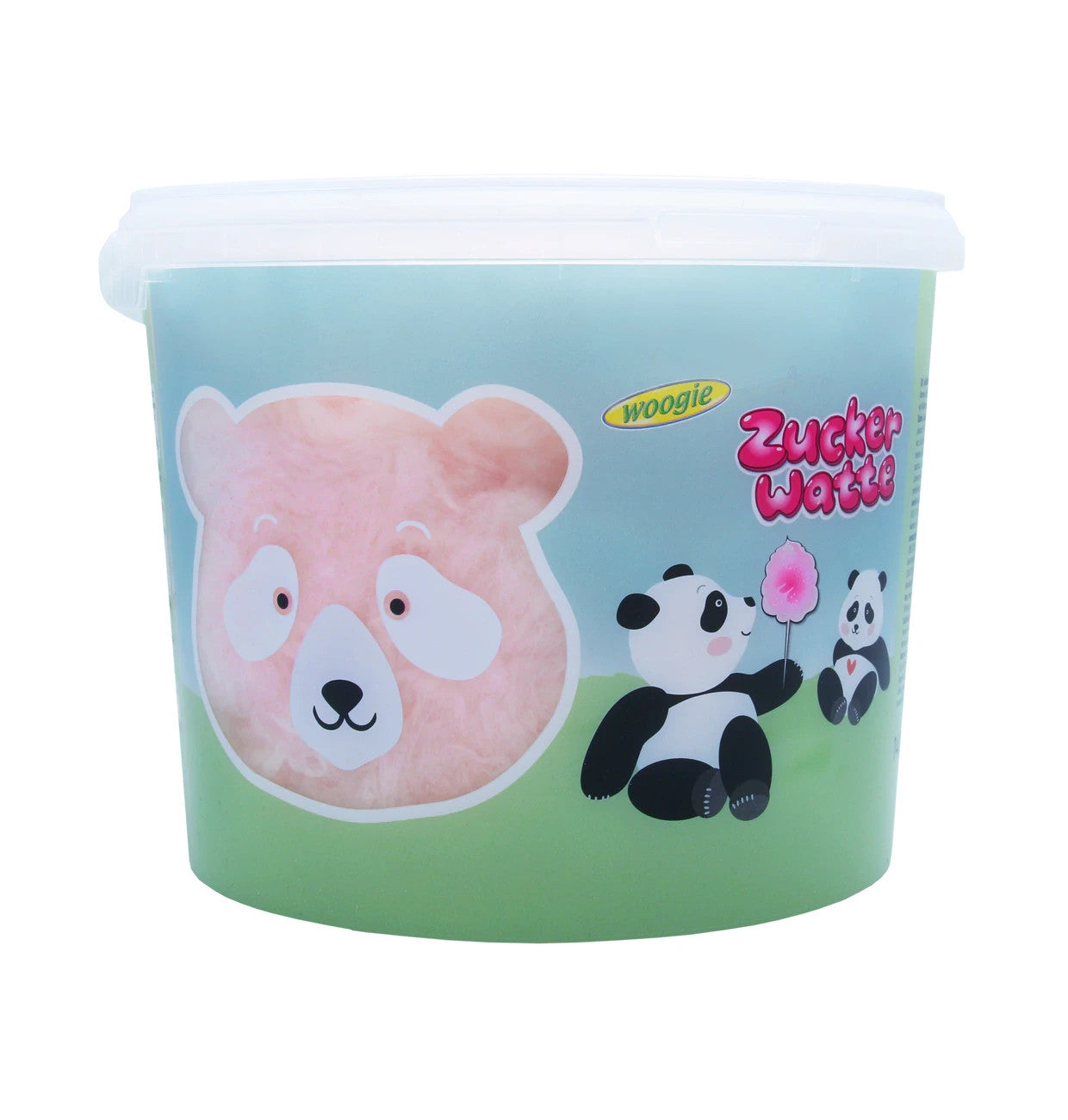 Woogie Panda Zuckerwatte Eimer 140g Bunte Zuckerwatte 3L