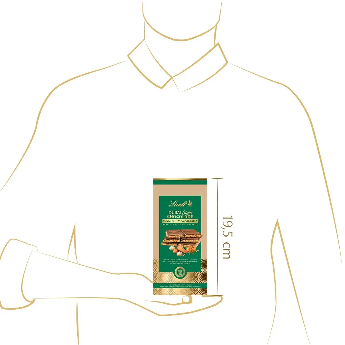 Lindt Dubai Style Vollmilch Schokolade Mandel Macadamia 150g Tafel - Schokobote.de