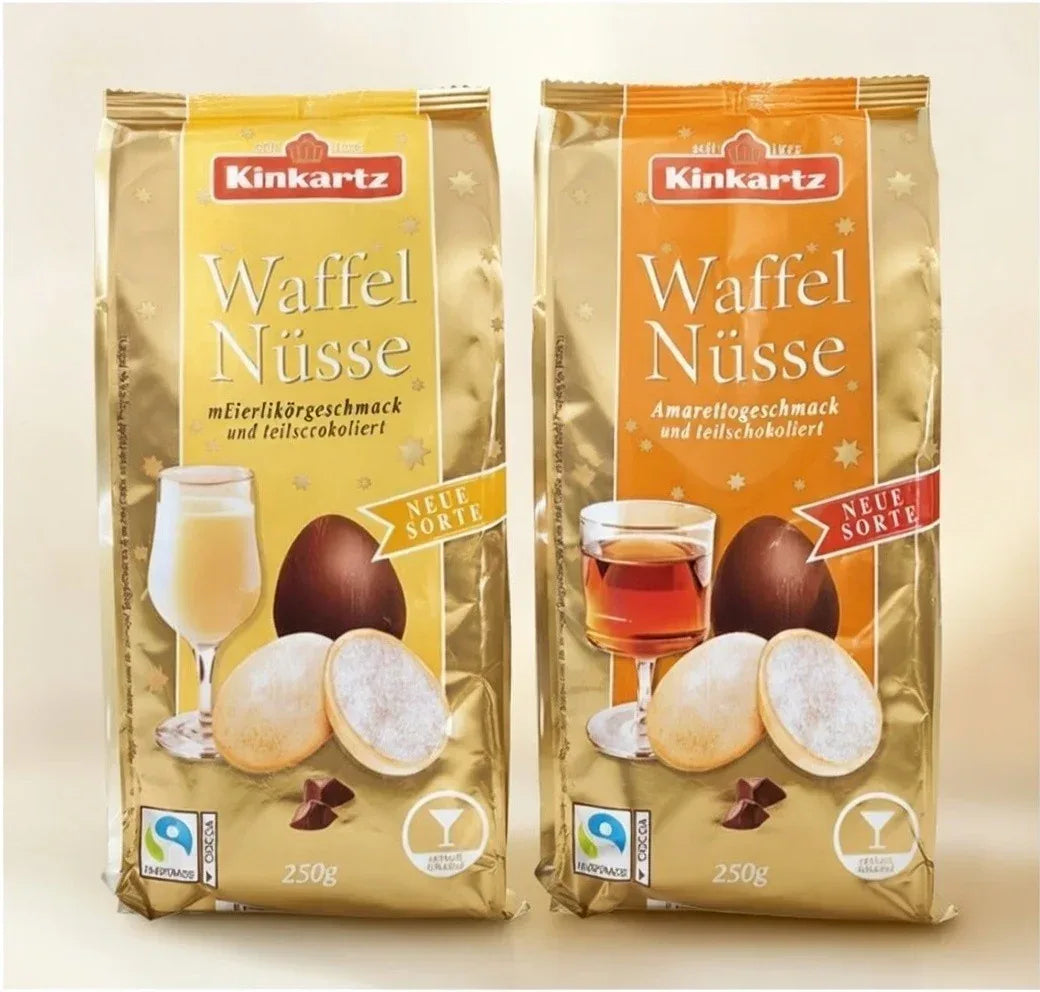 Kinkartz Waffel Nüsse Waffeleier Eierlikör- & Amaretto-Creme je 250g - Schokobote.de
