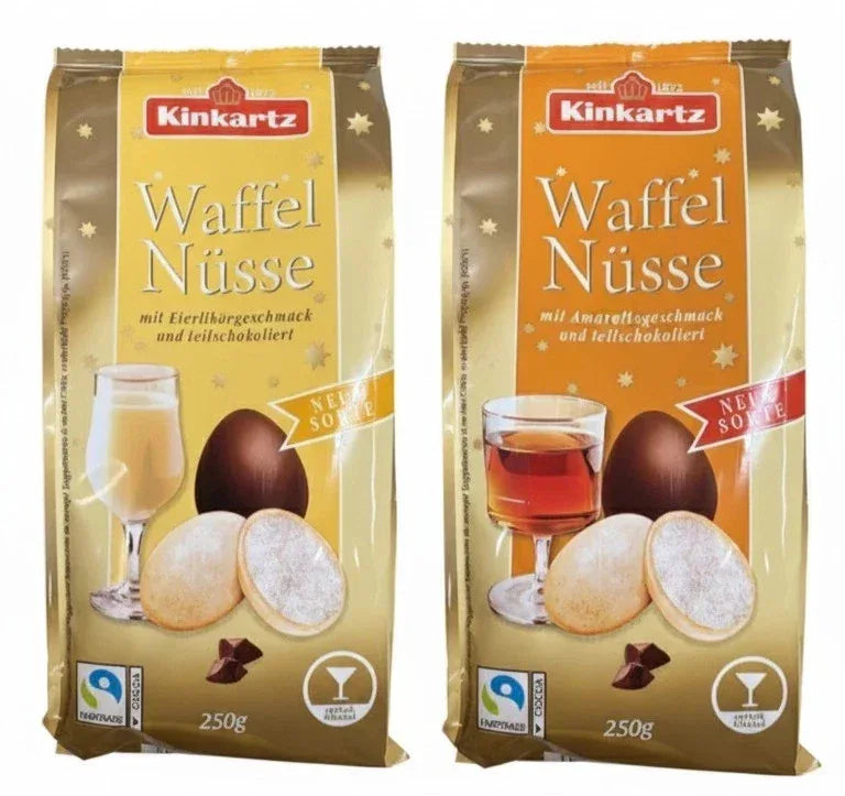 Kinkartz Waffel Nüsse Waffeleier Eierlikör- & Amaretto-Creme je 250g - Schokobote.de