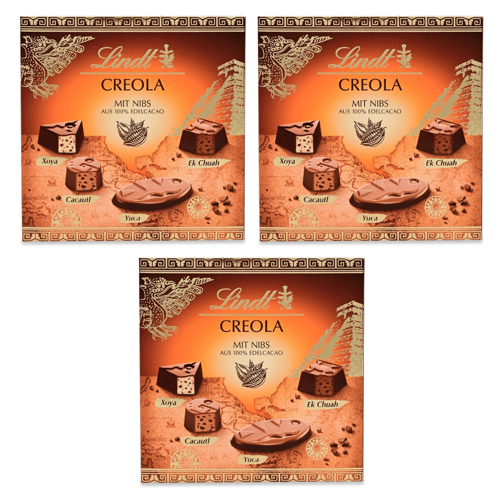 Lindt Creola Pralines, Schokolade, 100g Packung – 3 Stück – Packbild