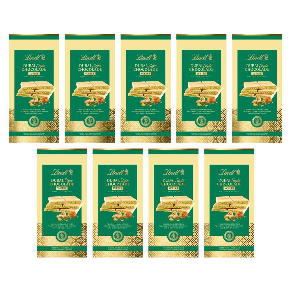 Lindt Dubai Style Chocolade Weiß, 150g – 9 Stück – Packbild
