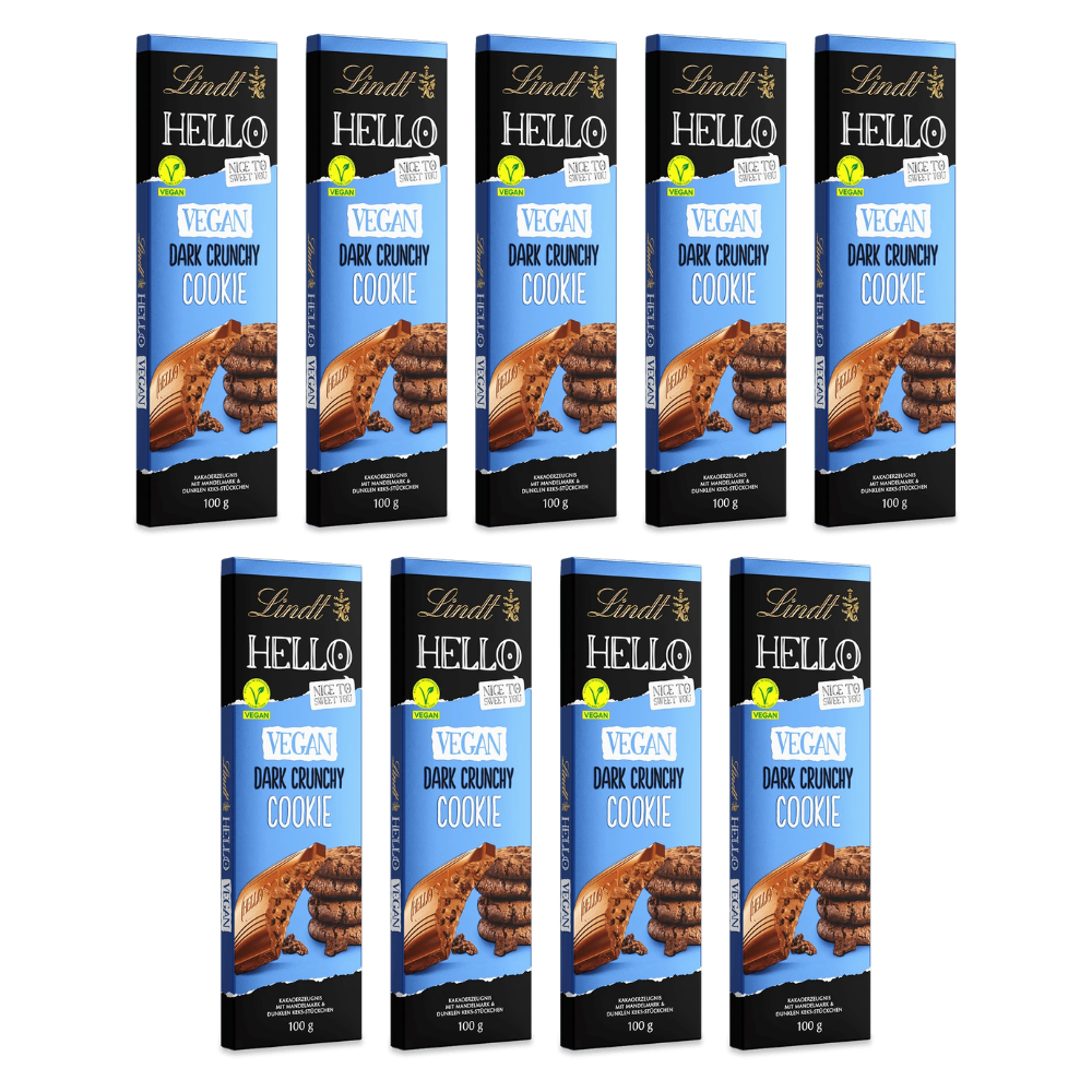 Lindt HELLO Vegan Schokolade Cookie Hafer Drink  100g – 9 Stück – Packbild