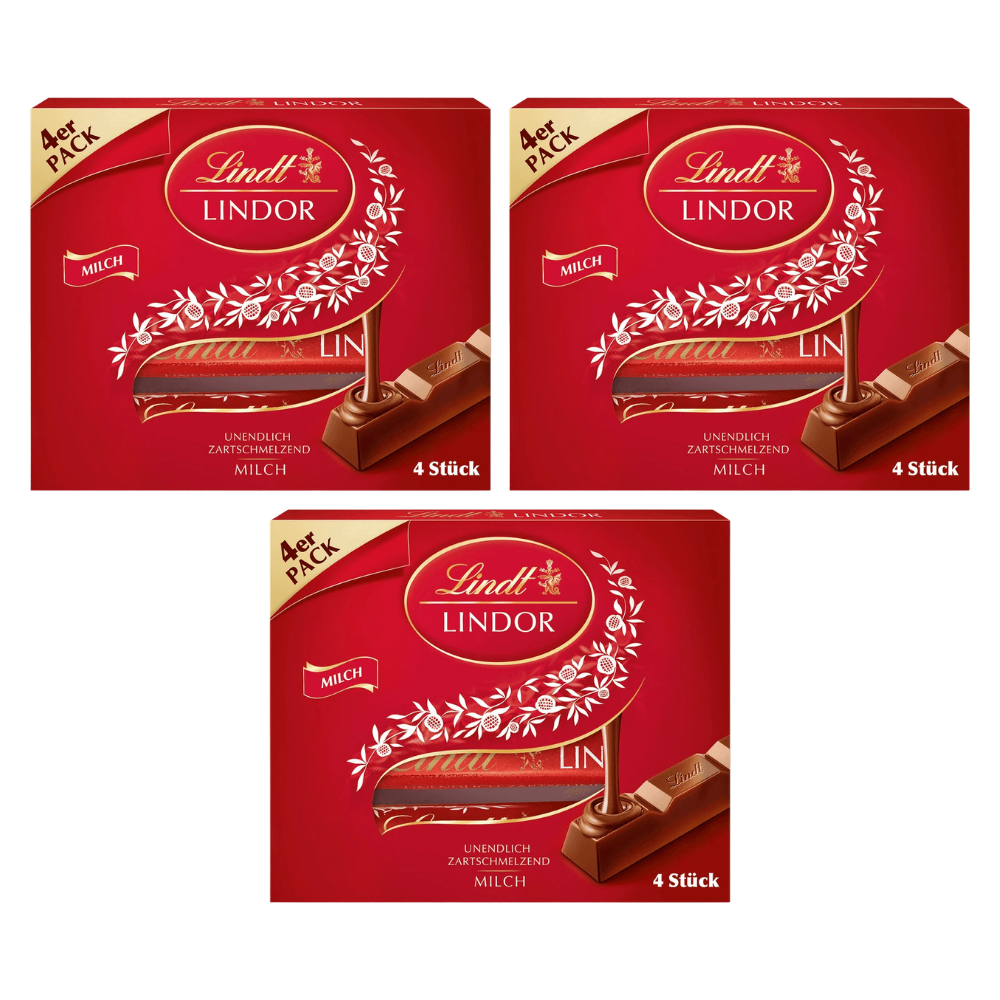 Lindt Lindor Stick Multipack Milch 4x 25g – 3 Stück – Packbild