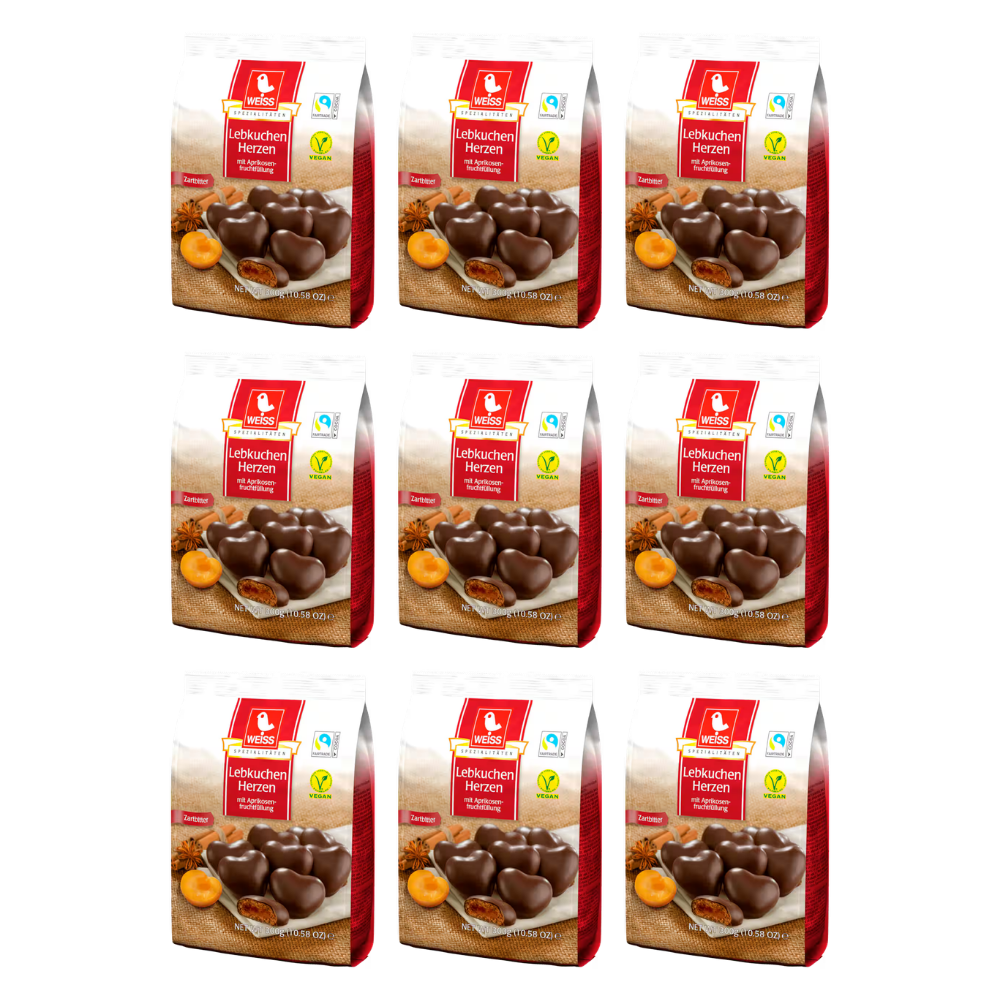 Weiss Lebkuchen Herzen Zartbitter gefüllt 300g – 9 Stück – Packbild