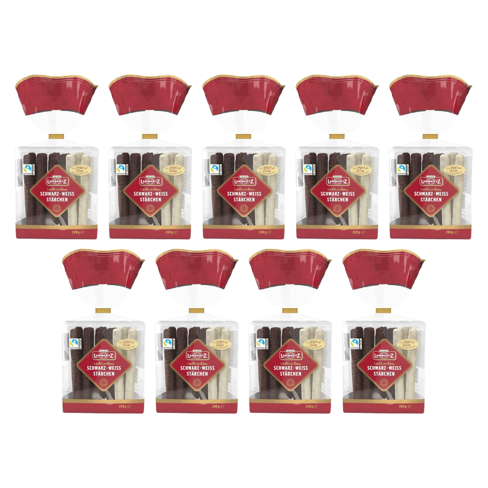 Lambertz Lebkuchen Stäbchen Schwarz-Weiß 200g – 9 Stück – Packbild