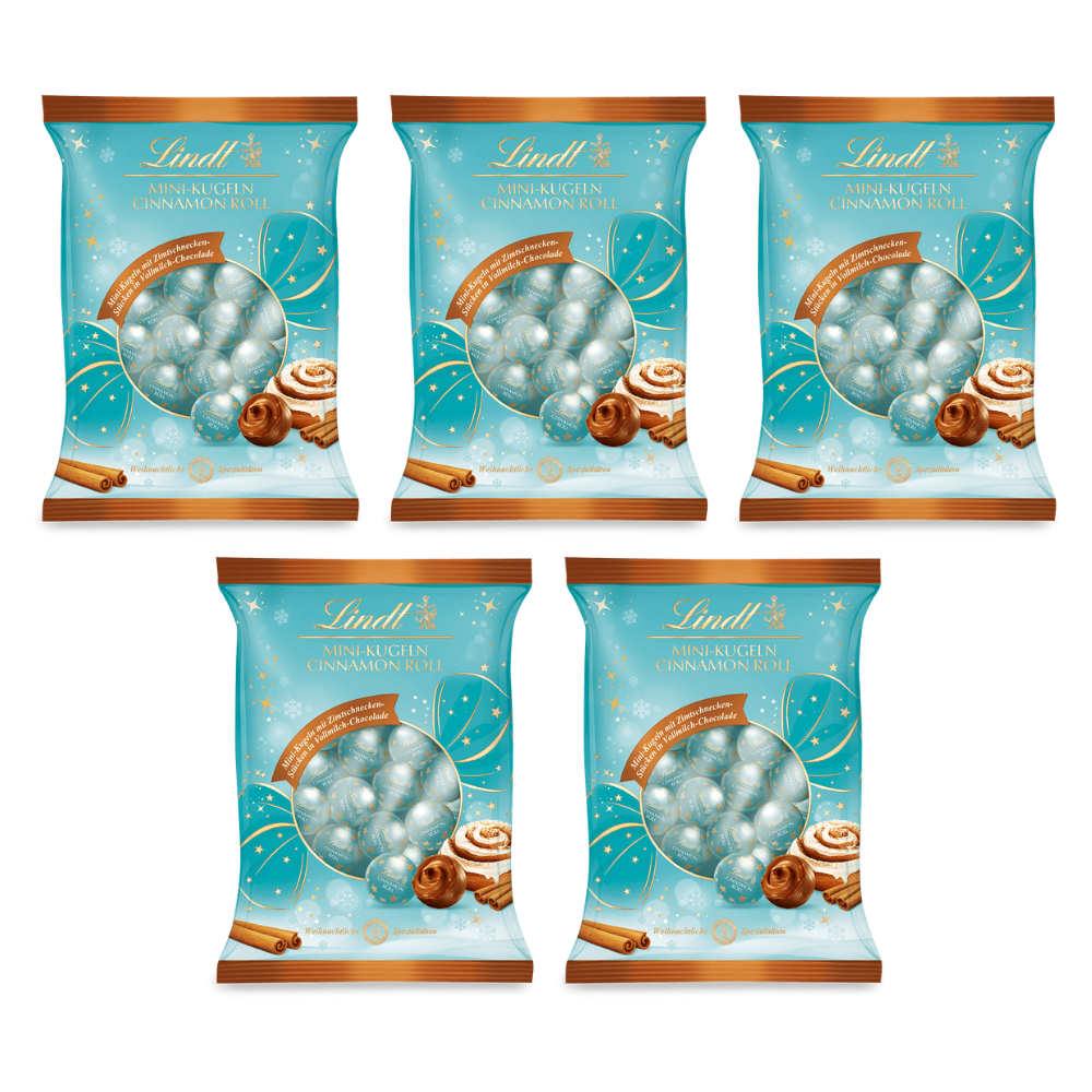 Lindt Mini-Kugel Beutel Cinnamon Roll 100 g – 5 × 100 g – Packbild
