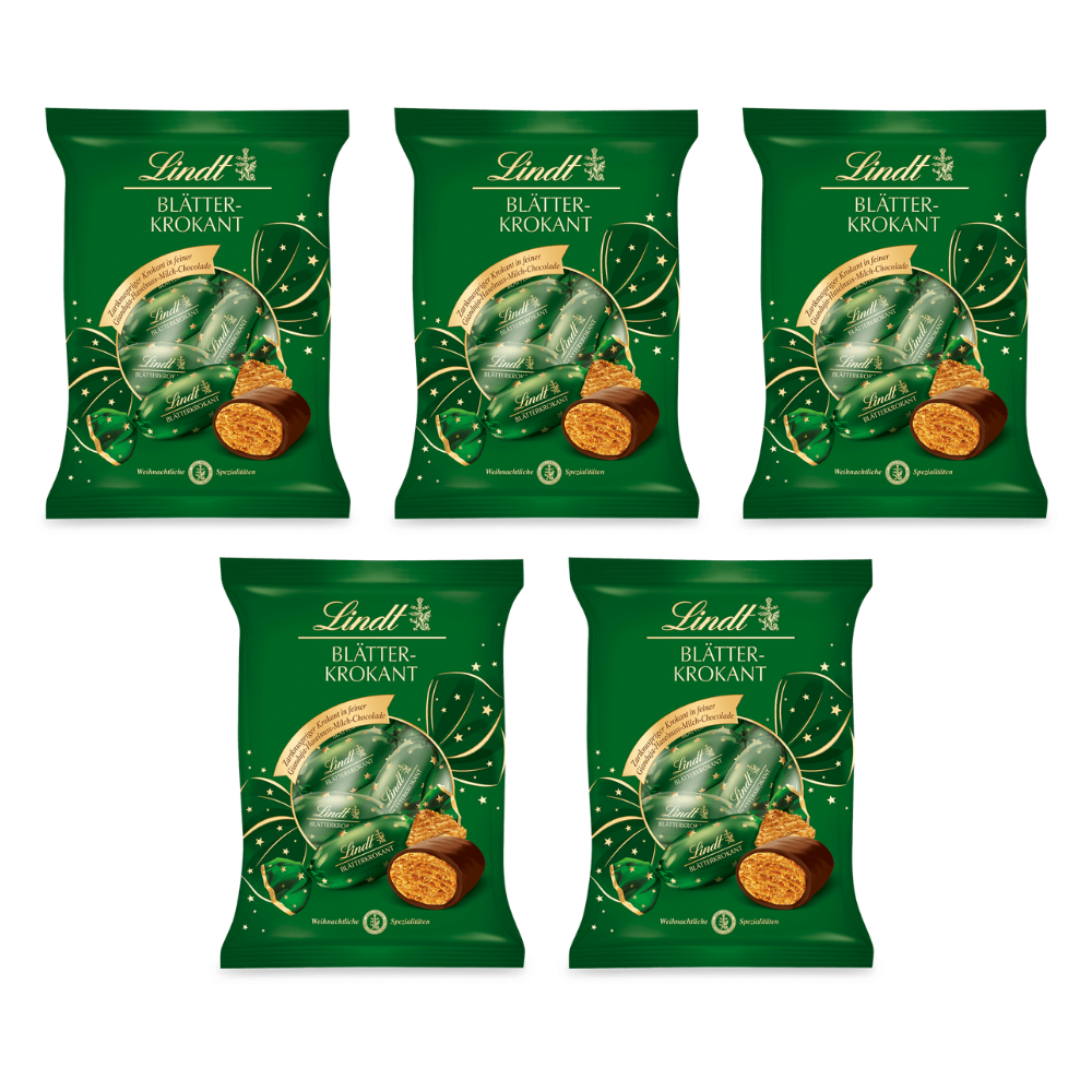 Lindt Blätterkrokant Zapfen Doppeldreh 90 g – 5 × 90 g – Packbild