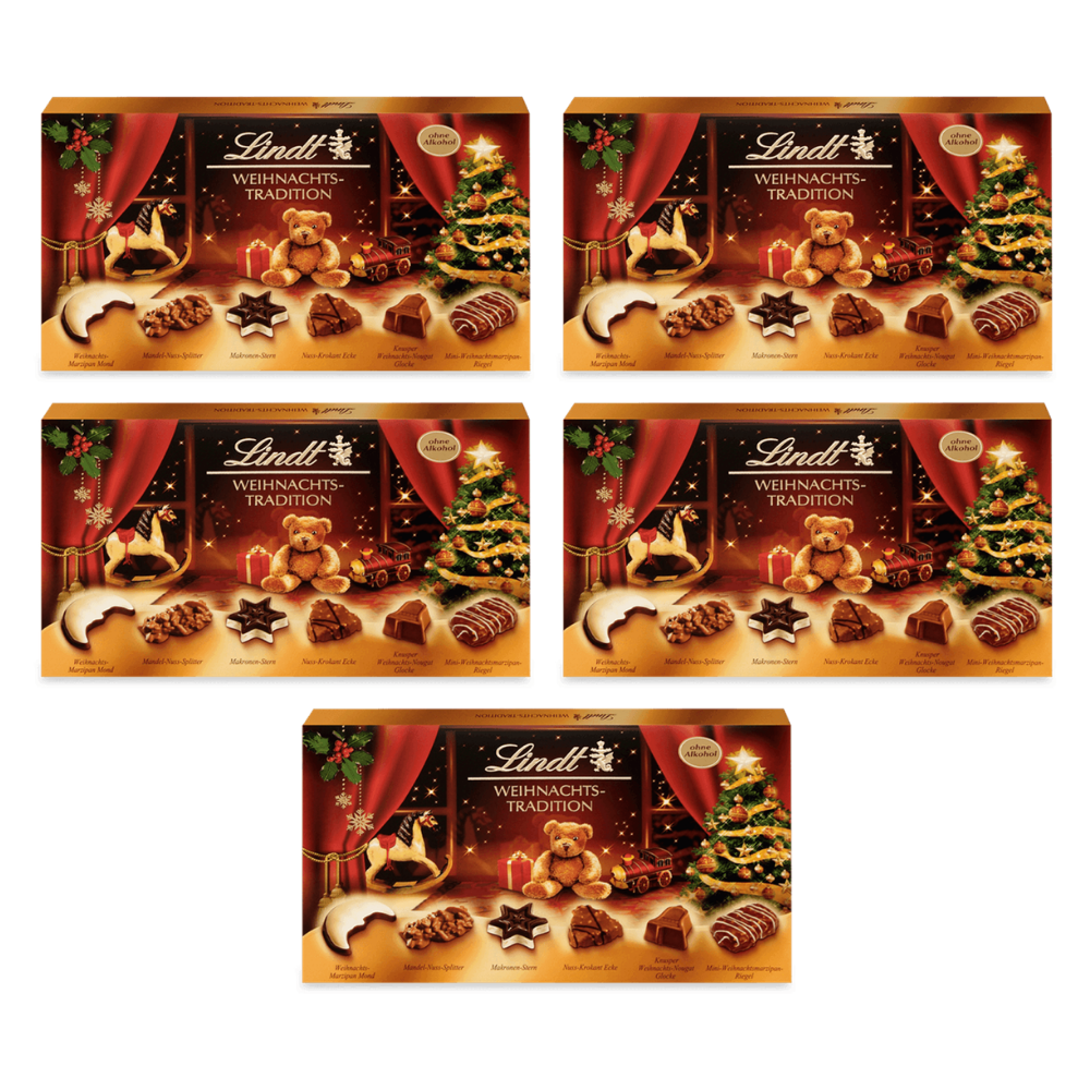 Lindt Weihnachts-Tradition Pralinés 264 g – 5 × 264 g – Packbild