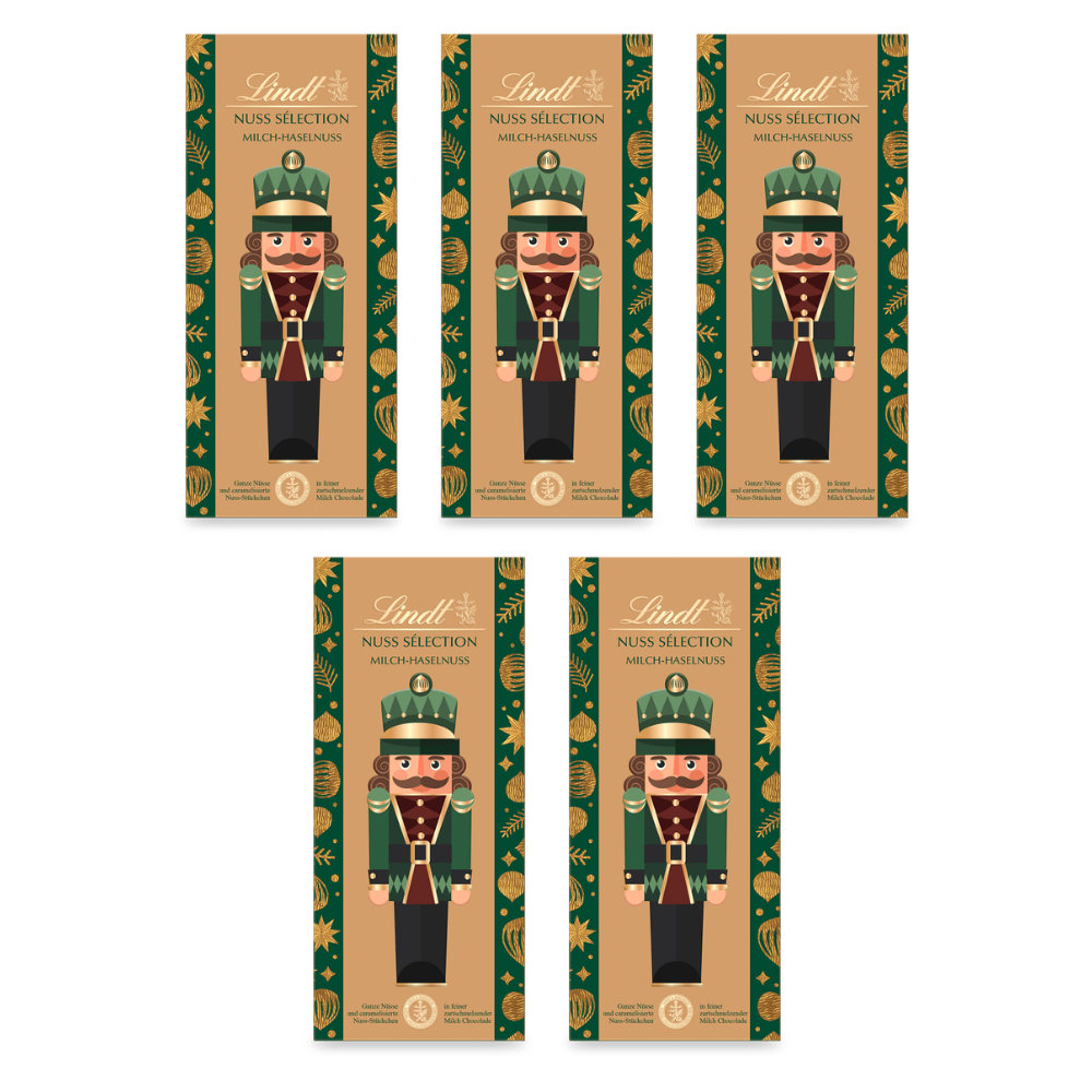 Lindt Nuss Sélection Vollmilch Nuss 150 g – 5 × 150 g – Packbild