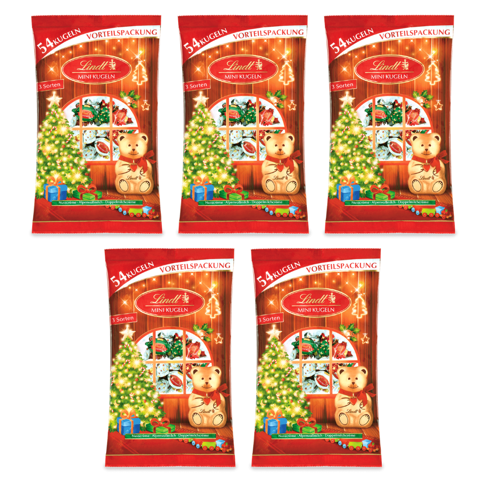 Lindt TEDDY Mini-Kugeln Mischung 268 g – 5 × 268 g – Packbild