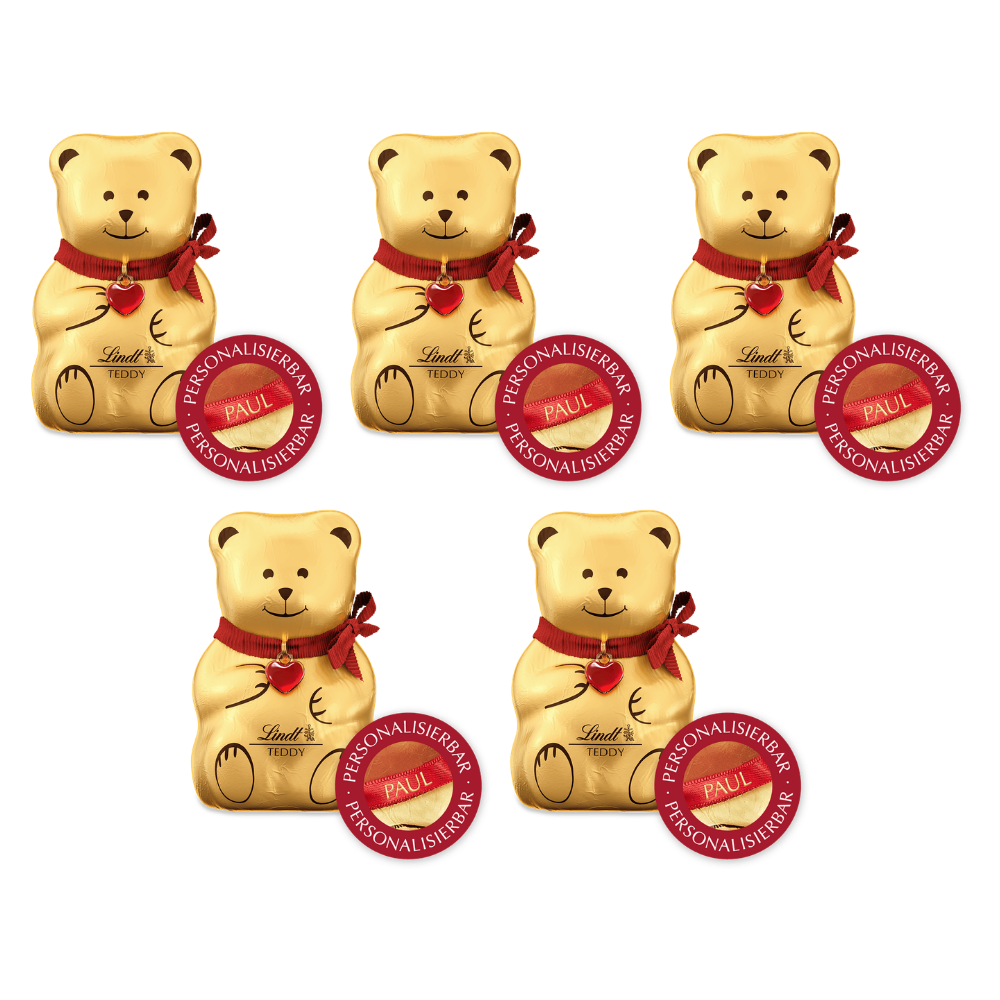 Lindt TEDDY 100 g – 5 × 100 g – Packbild