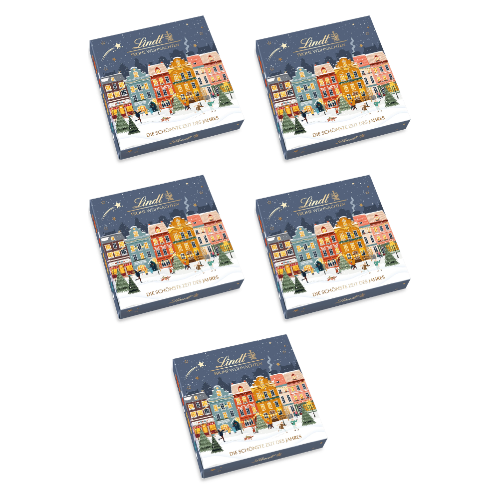 Lindt Winterhäuser Geschenk 215 g – 5 × 215 g – Packbild