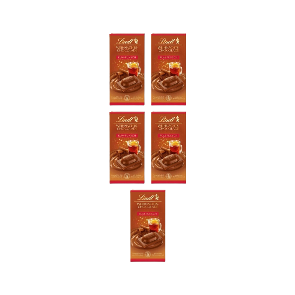 Lindt Weihnachts-Chocolade Rum-Punsch 100 g – 5 × 100 g – Packbild