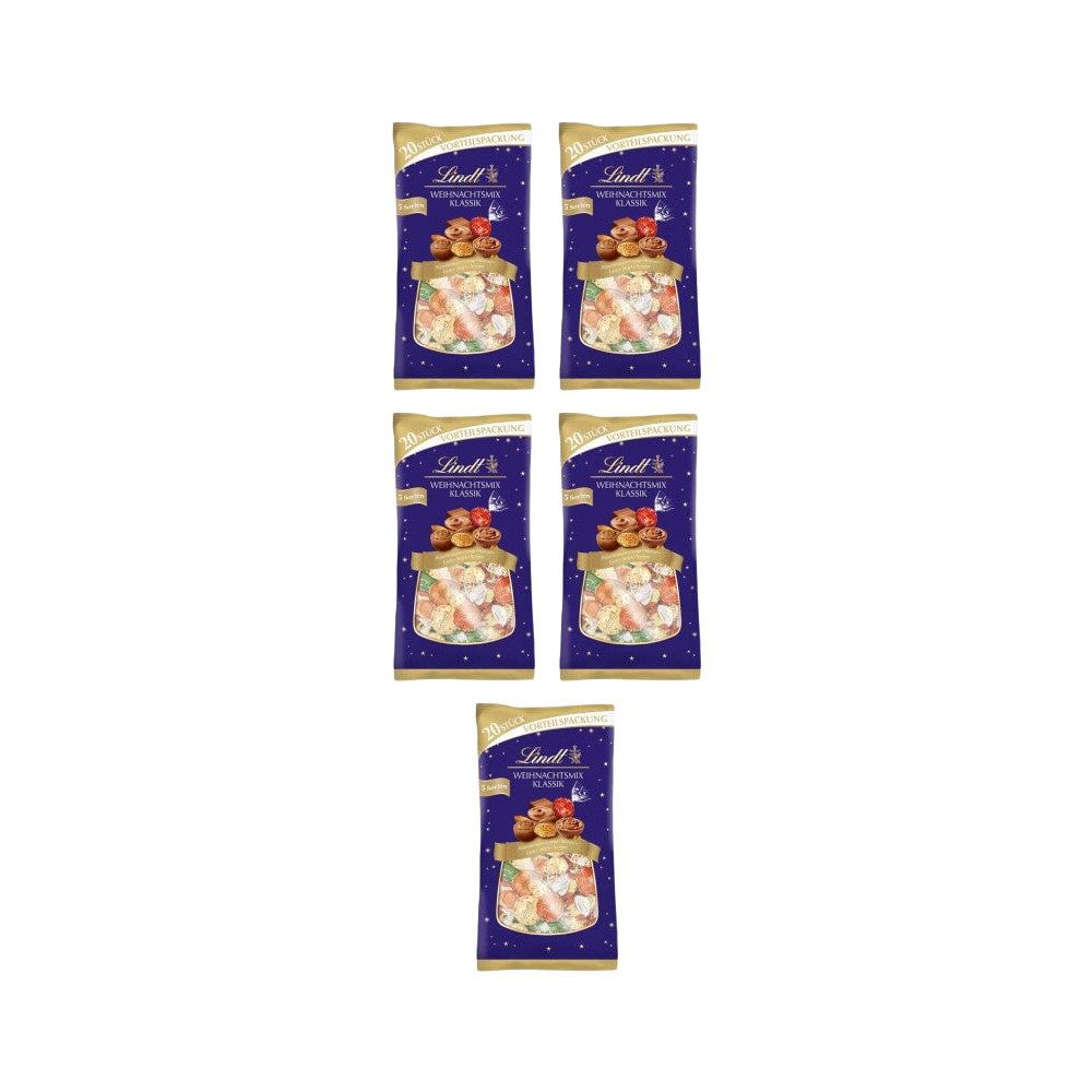 Lindt Weihnachtsmix Klassik XXL 260 g – 5 × 260 g – Packbild