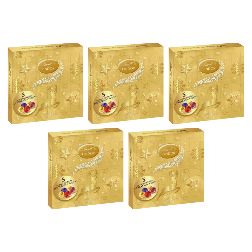 Lindt LINDOR Mini-Tisch-Adventskalender 109 g – 5 × 109 g – Packbild