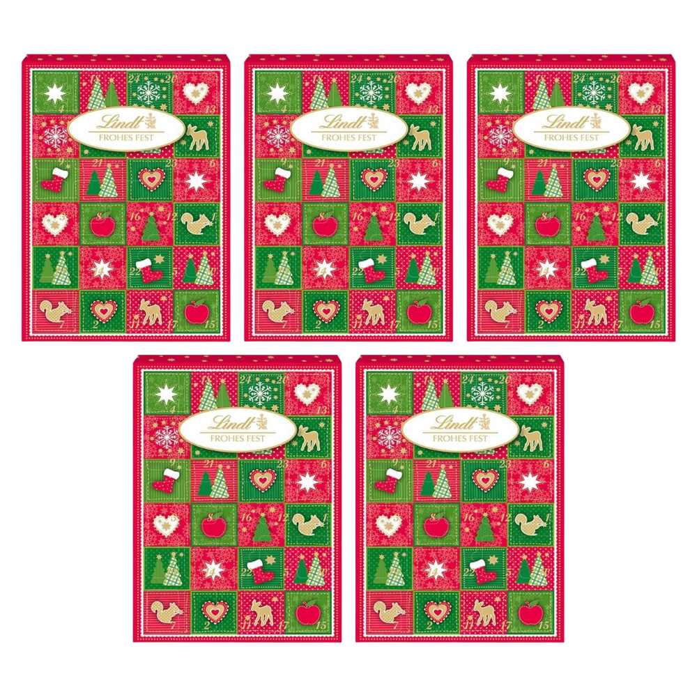 Lindt Mini-Tisch-Adventskalender Frohes Fest 115 g – 5 × 115 g – Packbild