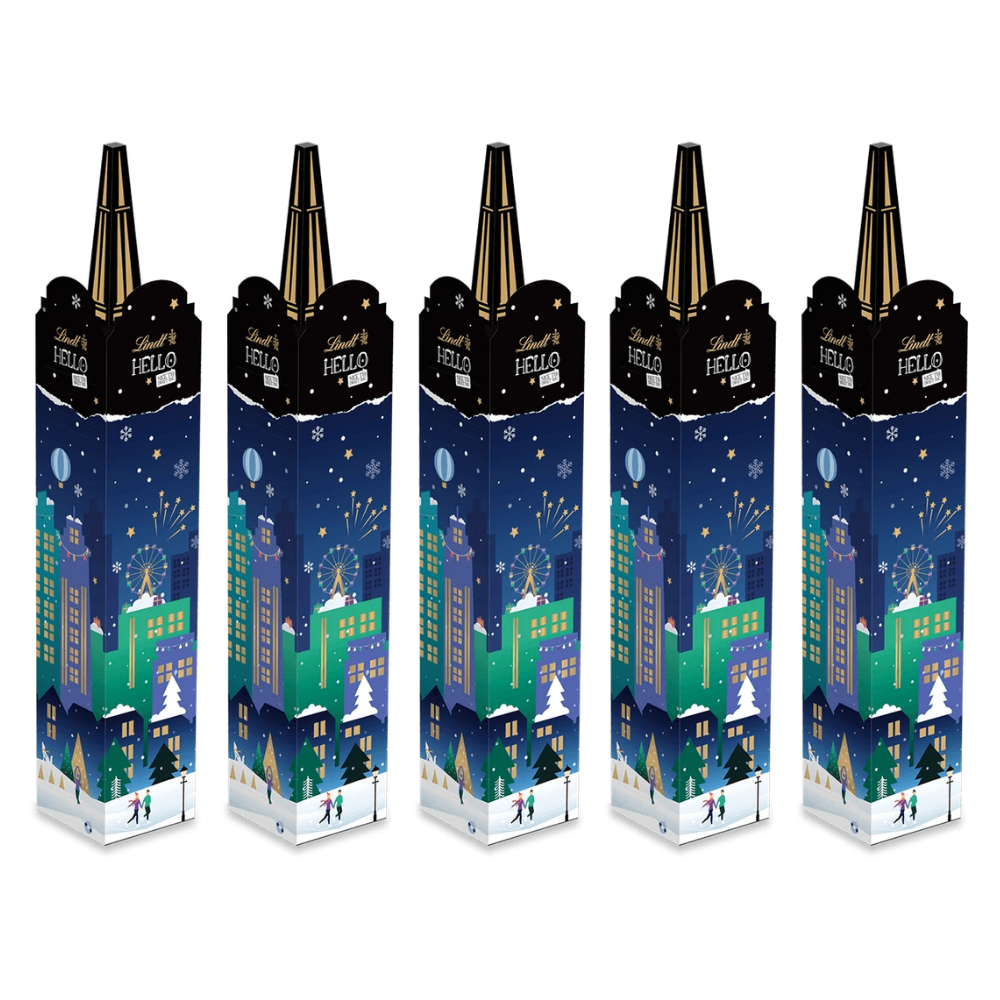 Lindt HELLO Adventskalender Tower 244 g – 5 × 244 g – Packbild