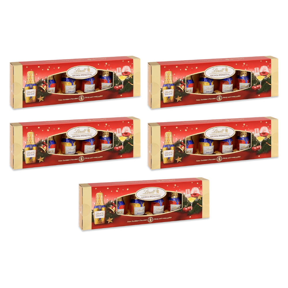 Lindt Alkohol-Spezialitäten Fläschchen Mischung 131 g – 5 × 131 g – Packbild