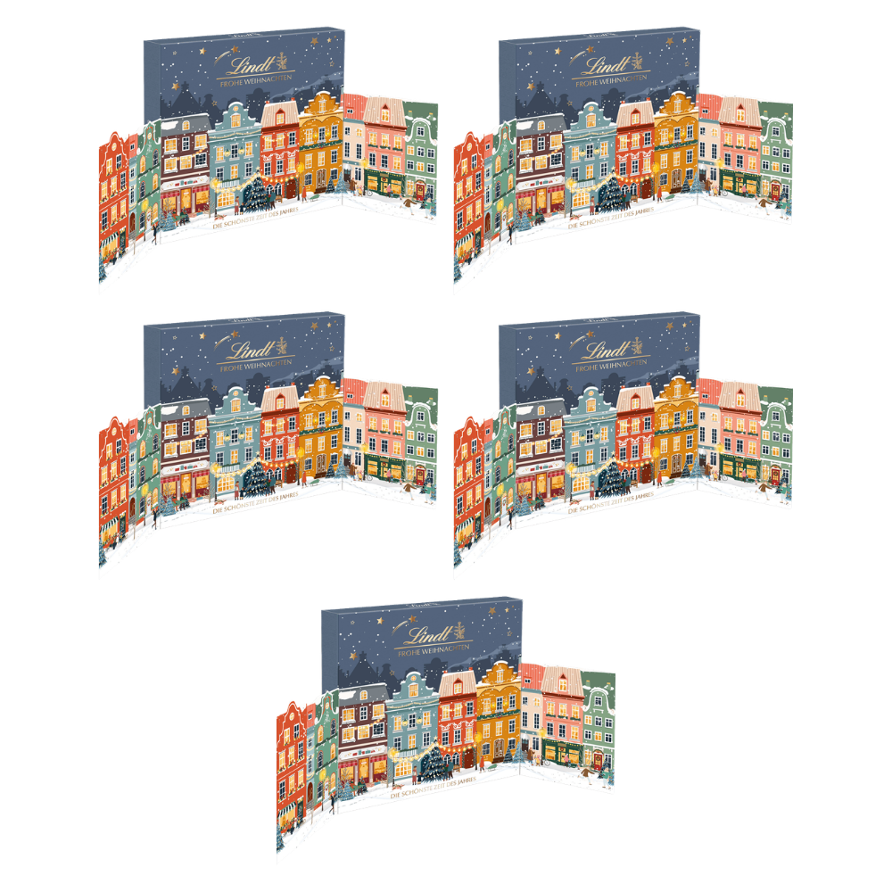 Lindt Winterhäuser Adventskalender 153 g – 5 × 153 g – Packbild