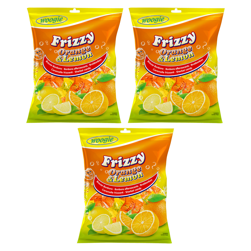 Woogie Bonbons Frizzy Orange & Lemon 170g – 3er-Pack – Packbild