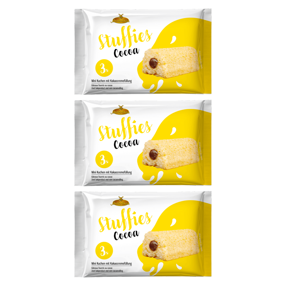Meister Moulin Stuffies Mini Kuchen mit Kakaocreme 3x45 g – 3er-Pack – Packbild