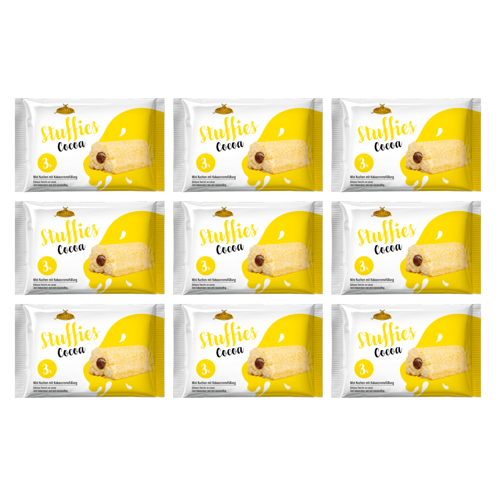 Meister Moulin Stuffies Mini Kuchen mit Kakaocreme 3x45 g – 9er-Pack – Packbild