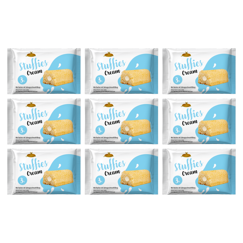 Meister Moulin Stuffies Mini Kuchen mit Sahnecreme 3x45g – 9er-Pack – Packbild
