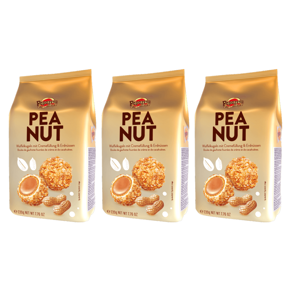Papagena Waffelkugeln mit Erdnuss 220g – 3er-Pack – Packbild