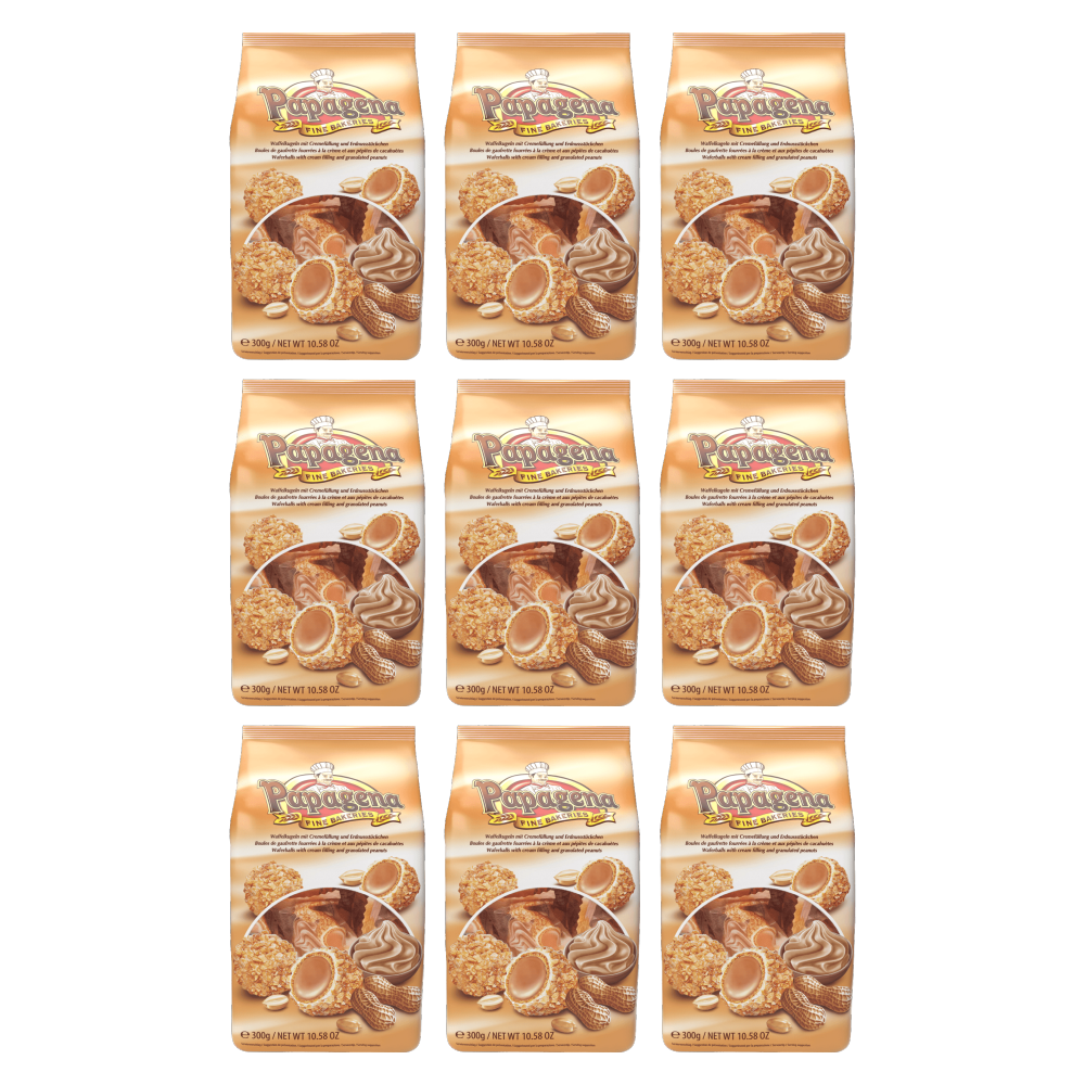 Papagena Waffelkugeln mit Erdnuss 300g – 9er-Pack – Packbild