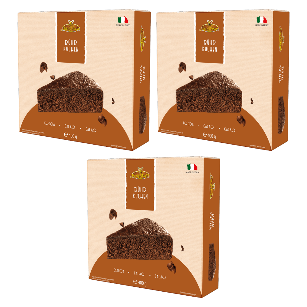 Meister Moulin Rührkuchen Kakao mit Kakaoglasur 400 g – 3er-Pack – Packbild