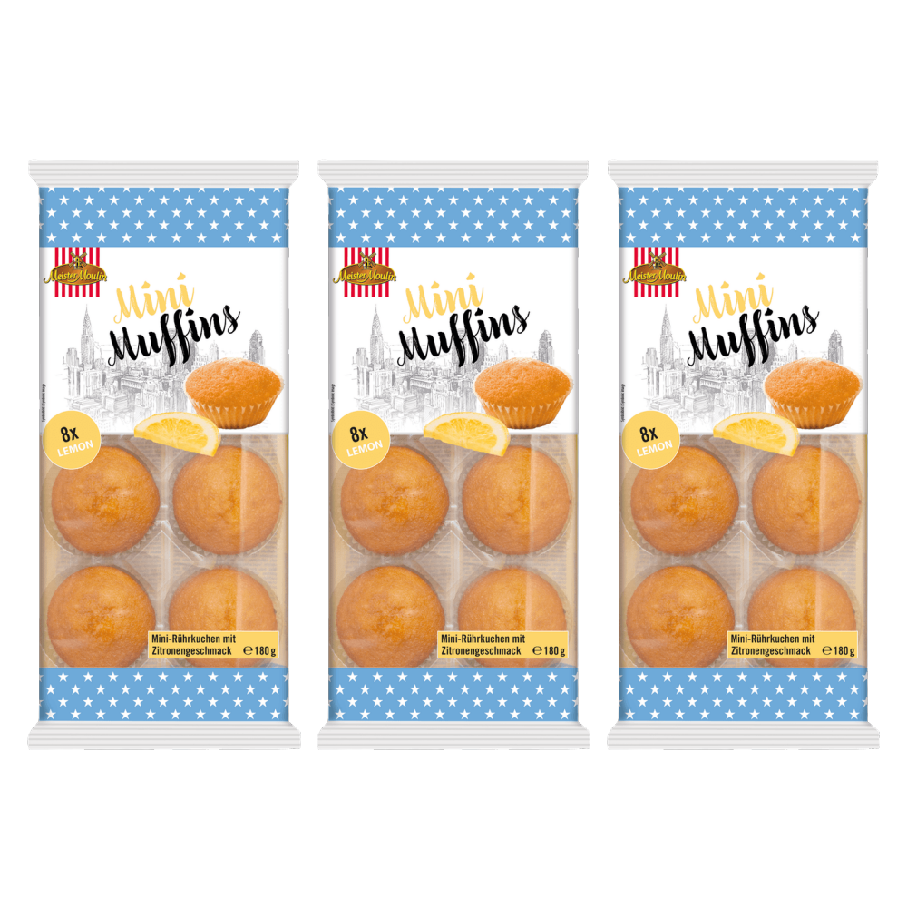 Meister Moulin Mini Muffins Lemon 8er 180g – 3er-Pack – Packbild